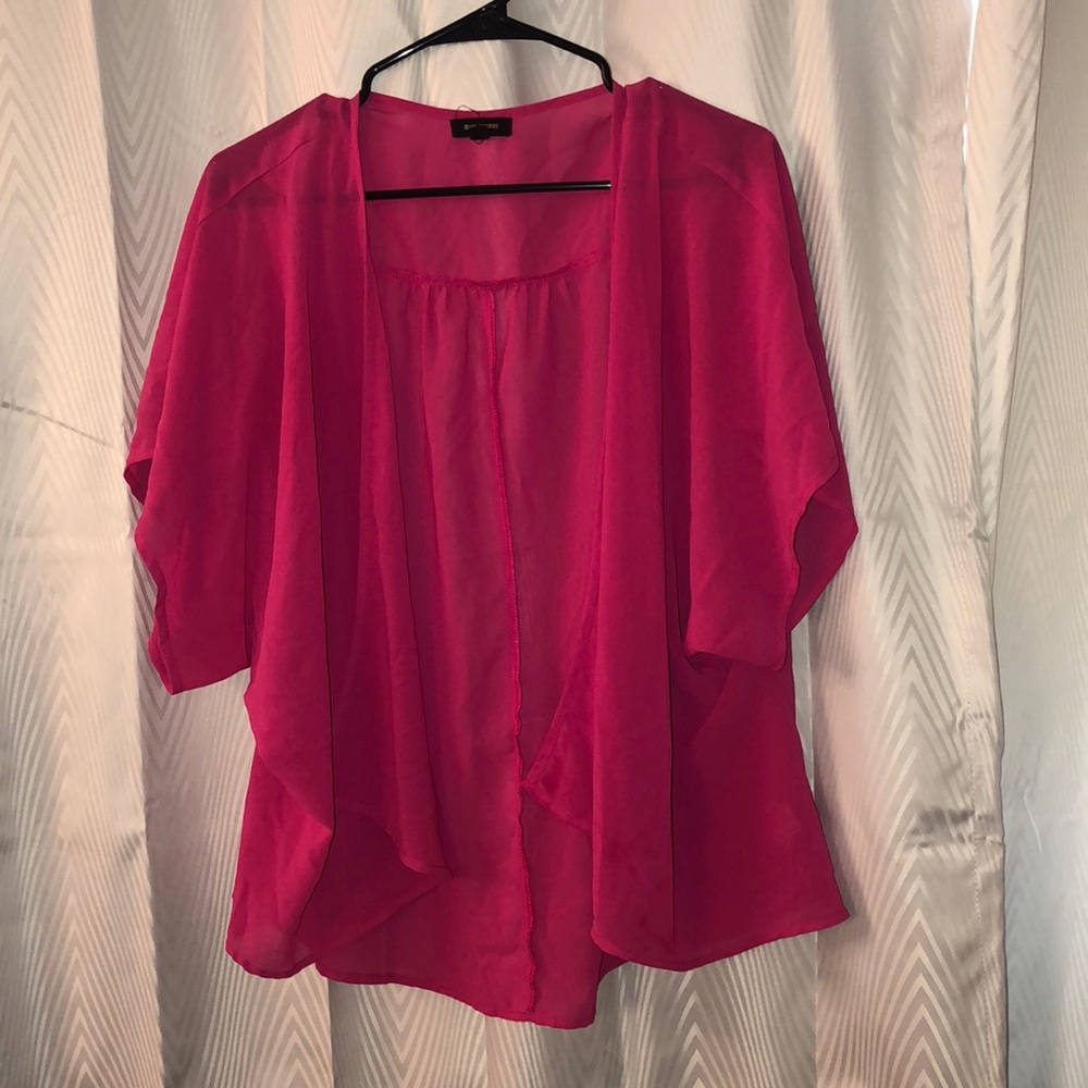 Women’s hot pink short sleeve kimono top